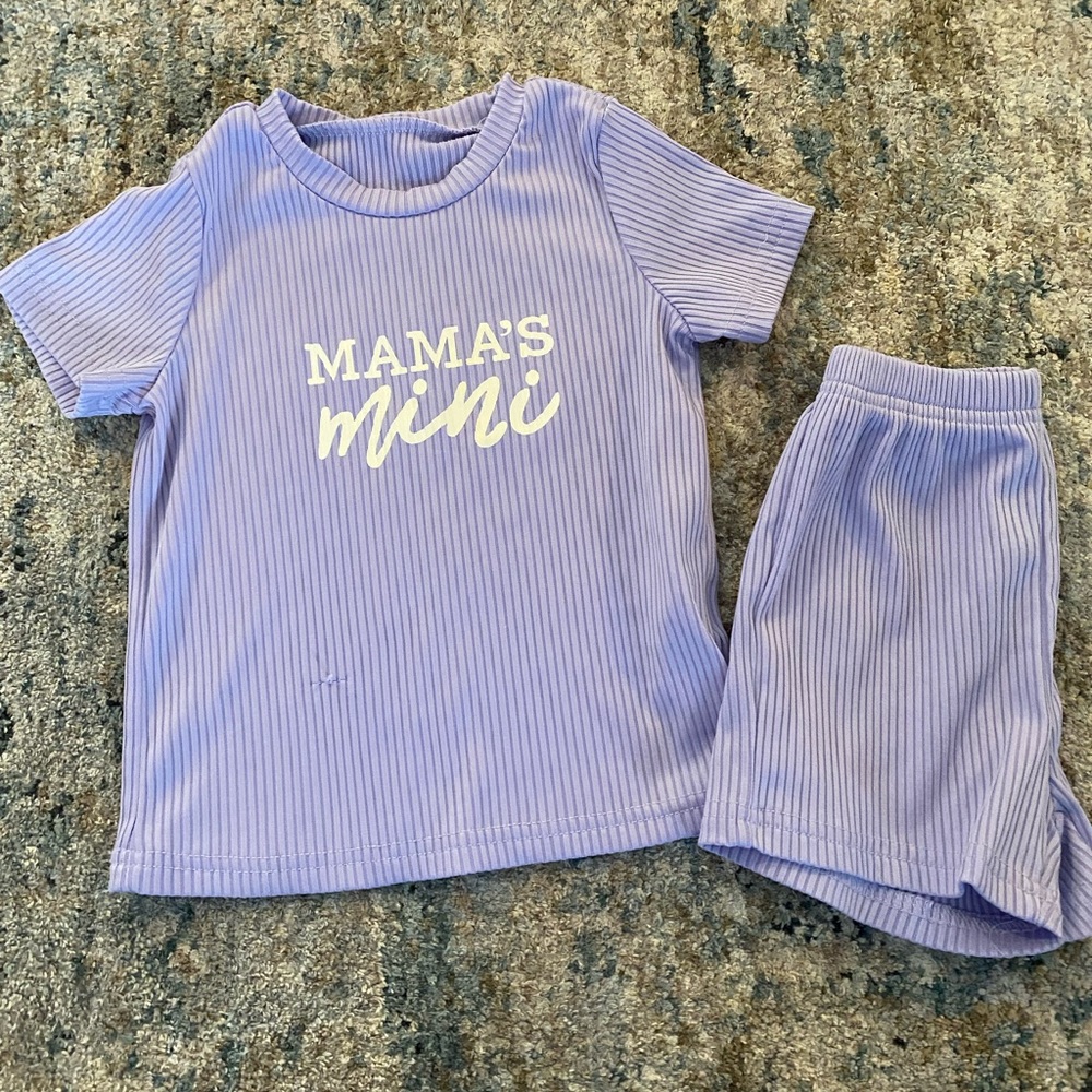 Mama's Mini Purple Kids Short Set